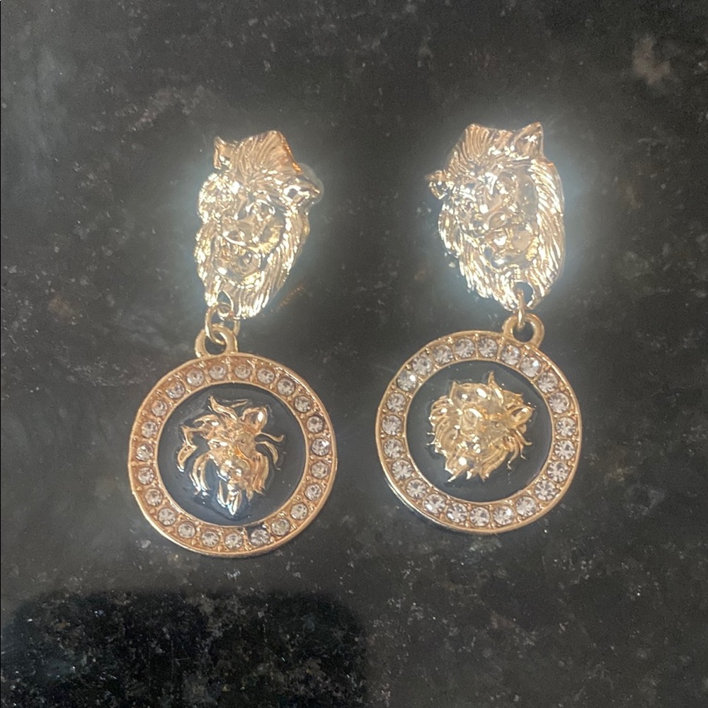 Gold and Black Crystal Drop Earrings